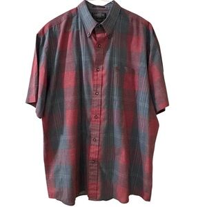 Knights Sportswear Red/Gray Vintage Casual Button Down Shirt Plaid Pattern EUC